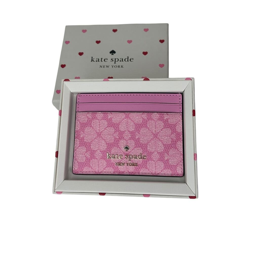 Kate Spade Boxed Spade Flower Small Slim Card Holder in Parisian Rose Multi